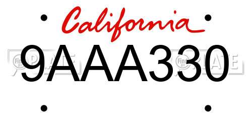 9AAA330 California License Plate