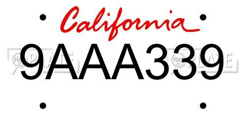 9AAA339 California License Plate