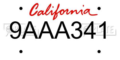9AAA341 California License Plate