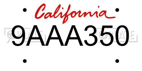 9AAA350 California License Plate