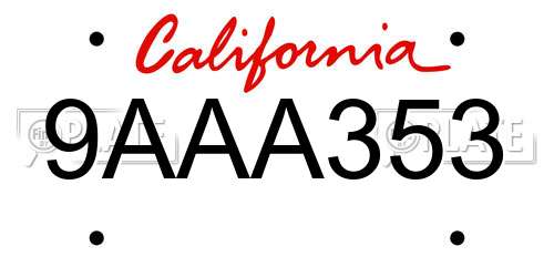 9AAA353 California License Plate
