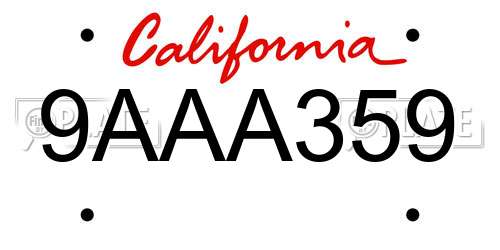 9AAA359 California License Plate