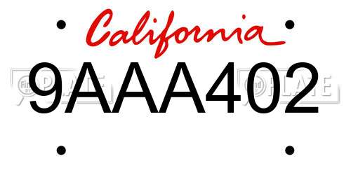 9AAA402 California License Plate