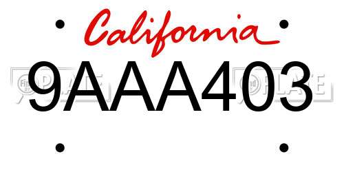 9AAA403 California License Plate
