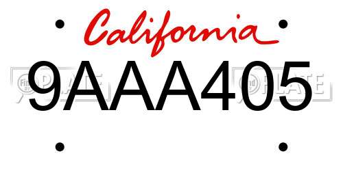 9AAA405 California License Plate