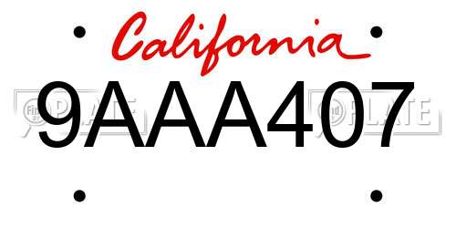 9AAA407 California License Plate