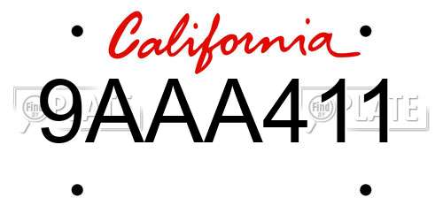 9AAA411 California License Plate