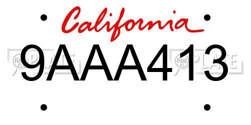 9AAA413 California License Plate