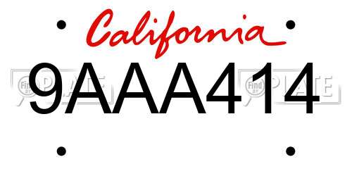 9AAA414 California License Plate