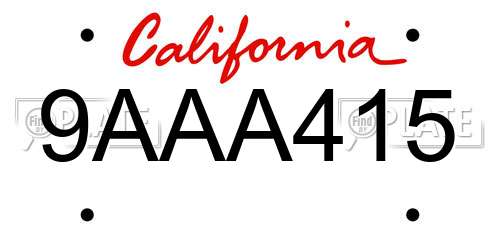 9AAA415 California License Plate