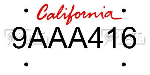 9AAA416 California License Plate