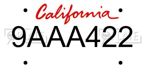 9AAA422 California License Plate