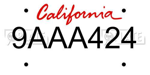 9AAA424 California License Plate