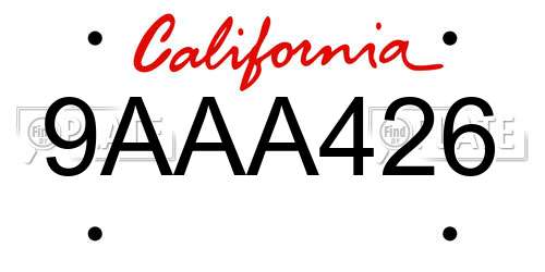 9AAA426 California License Plate
