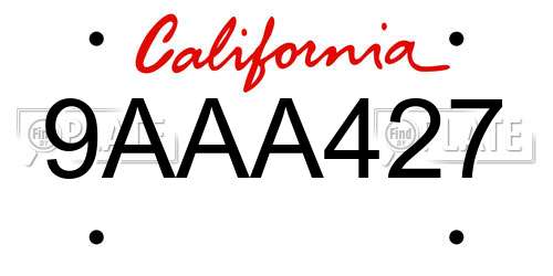 9AAA427 California License Plate
