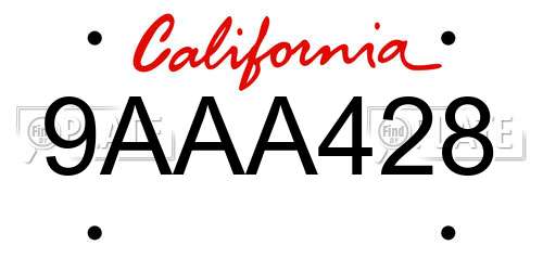 9AAA428 California License Plate