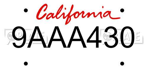 9AAA430 California License Plate