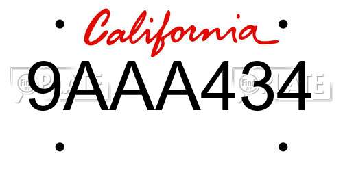 9AAA434 California License Plate