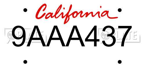 9AAA437 California License Plate