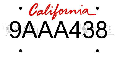 9AAA438 California License Plate