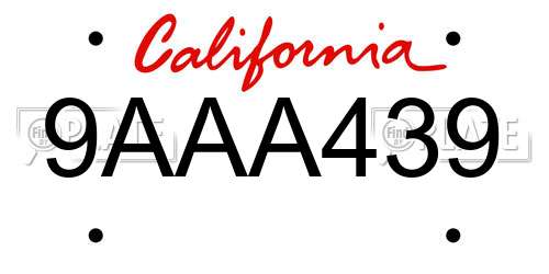 9AAA439 California License Plate