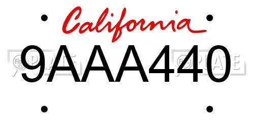 9AAA440 California License Plate