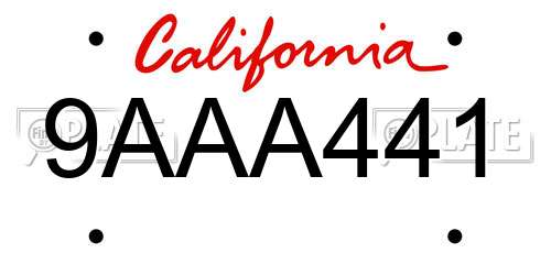 9AAA441 California License Plate