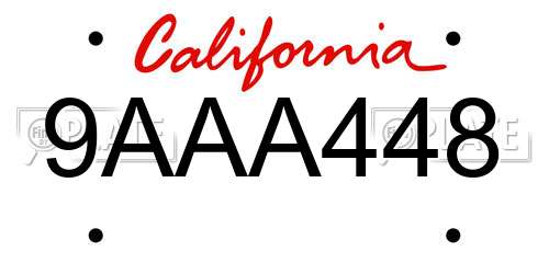 9AAA448 California License Plate