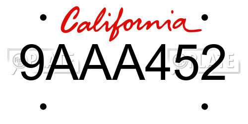 9AAA452 California License Plate