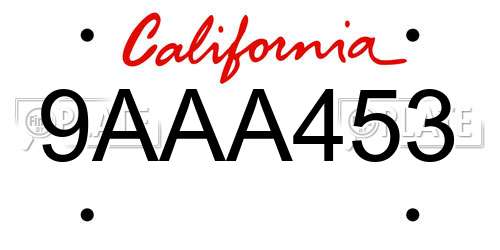 9AAA453 California License Plate