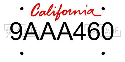 9AAA460 California License Plate