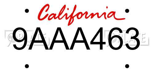 9AAA463 California License Plate