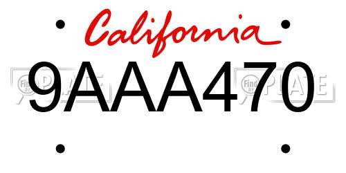 9AAA470 California License Plate
