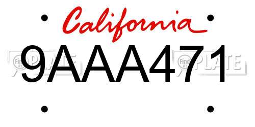 9AAA471 California License Plate