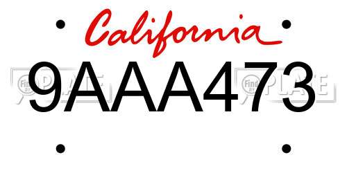 9AAA473 California License Plate