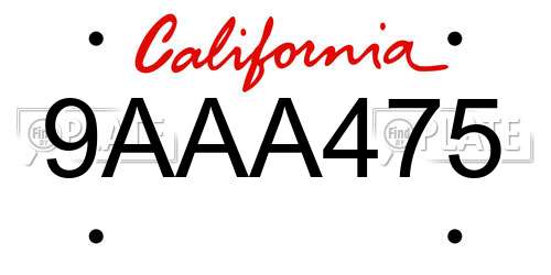 9AAA475 California License Plate