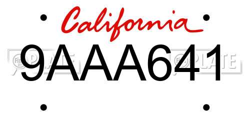 9AAA641 California License Plate