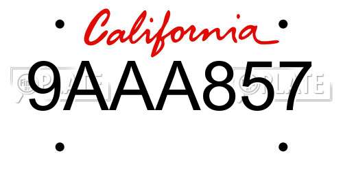9AAA857 California License Plate