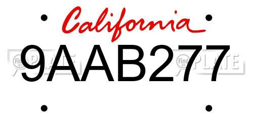 9AAB277 California License Plate