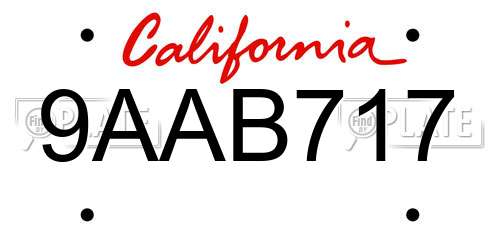 9AAB717 California License Plate