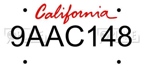 9AAC148 California License Plate