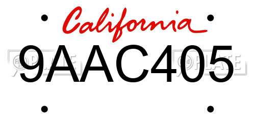 9AAC405 California License Plate