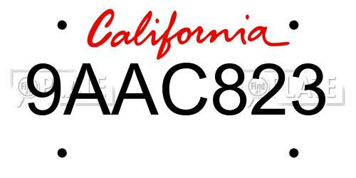 9AAC823 California License Plate