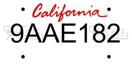 9AAE182 California License Plate