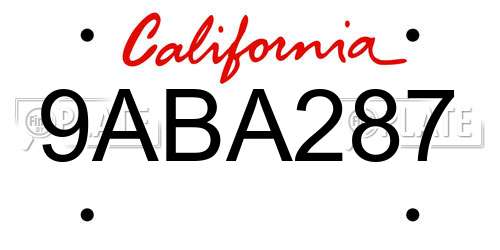 9ABA287 California License Plate