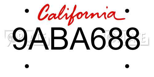 9ABA688 California License Plate