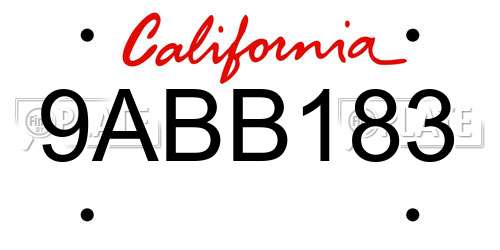 9ABB183 California License Plate