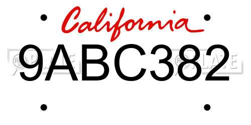 9ABC382 California License Plate