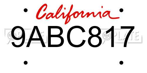 9ABC817 California License Plate