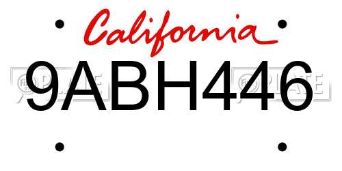 9ABH446 California License Plate